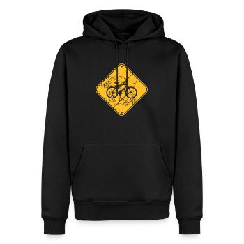 Note de panneau de signalisation de bicyclette - Sweat à capuche Premium bio Homme - noir - Devant - Nico (187cm)