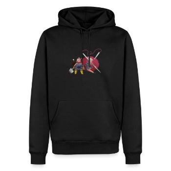 Aventures de grand-mère - Sweat à capuche Premium bio Homme - noir - Devant - Nico (187cm)