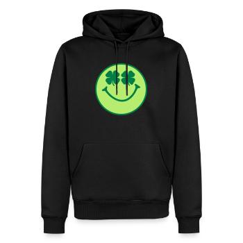 Smiley - Männer Premium Bio Hoodie - Schwarz - Vorne - Nico (187cm)
