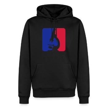red blue microscope logo scientist researcher f - Men’s Premium Organic Hoodie - black - Front - Nico (187cm)