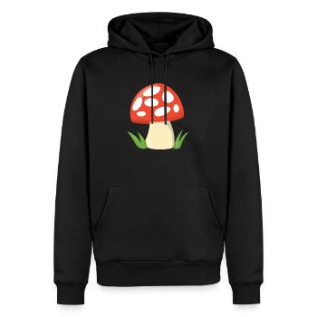 Pilz - Männer Premium Bio Hoodie - Schwarz - Vorne - Nico (187cm)