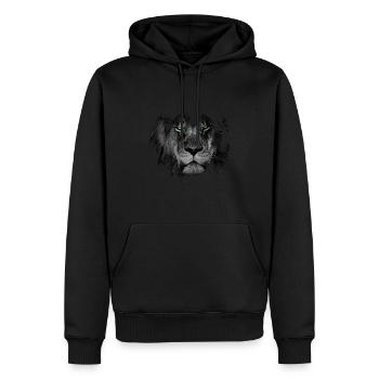 Lion animal chat chat aux yeux brillants - Sweat à capuche Premium bio Homme - noir - Devant - Nico (187cm)