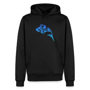 Maori Fisch Tribal Tattoo - Geschenkidee - Männer Premium Bio Hoodie - Schwarz - Vorne - Nico (187cm)