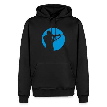 biathlon logo tir debout - Sweat à capuche Premium bio Homme - noir - Devant - Nico (187cm)
