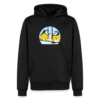 jz.birds illustration de la mésange bleue - Sweat à capuche Premium bio Homme - noir - Devant - Nico (187cm)