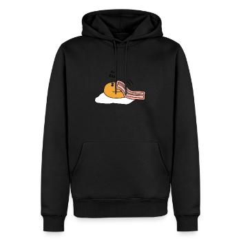 Œufs au plat - Sweat à capuche Premium bio Homme - noir - Devant - Nico (187cm)
