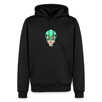 UFO ALIEN - Sweat à capuche Premium bio Homme - noir - Devant - Nico (187cm)