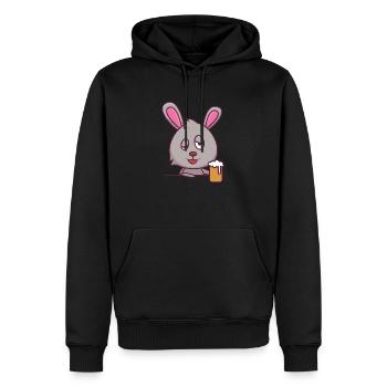 Lapin buveur - Sweat à capuche Premium bio Homme - noir - Devant - Nico (187cm)