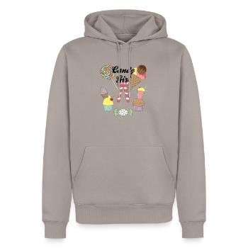 Fille de bonbons - Sweat à capuche Premium bio Homme - taupe - Devant - Nico (187cm)