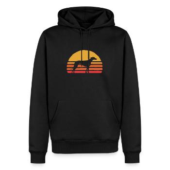 Levrette au coucher du soleil - Sweat à capuche Premium bio Homme - noir - Devant - Nico (187cm)