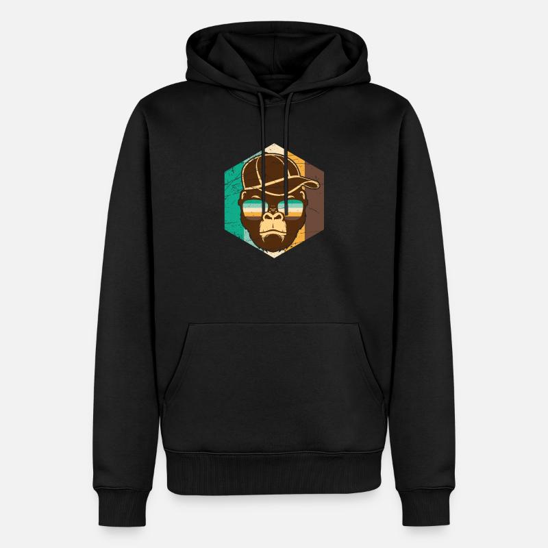 Hipster Affe - Männer Premium Bio Hoodie - Schwarz