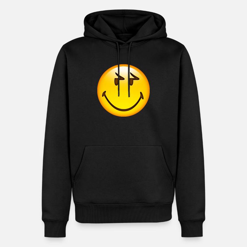 Smiley Glossy Eyelids - Männer Premium Bio Hoodie - Schwarz