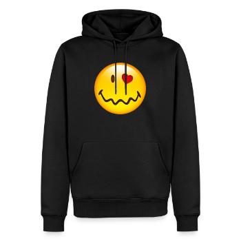 Smiley in Love - Sweat à capuche Premium bio Homme - noir - Devant - Nico (187cm)