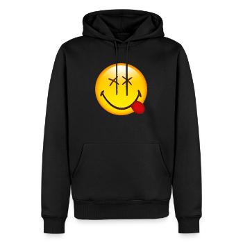 Smiley Glossy Happy - Sweat à capuche Premium bio Homme - noir - Devant - Nico (187cm)