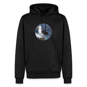 jz.birds Möwe Vogel Design Illustration - Männer Premium Bio Hoodie - Schwarz - Vorne - Nico (187cm)