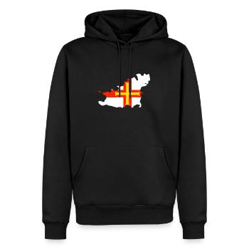 Karte und Flagge von Guernsey - Männer Premium Bio Hoodie - Schwarz - Vorne - Nico (187cm)