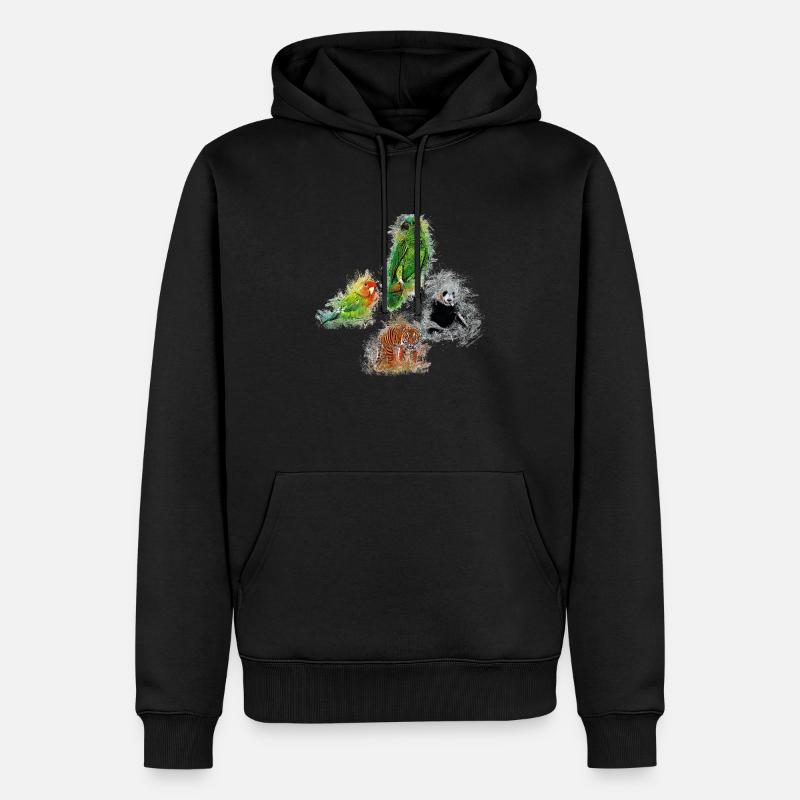 Animaux de la jungle - Sweat à capuche Premium bio Homme - noir