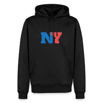 City NY New York Freiheitsstatue Geschenkidee - Männer Premium Bio Hoodie - Schwarz - Vorne - Nico (187cm)