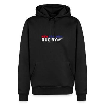 Neuseeland Rugby Fan Geschenkidee - Männer Premium Bio Hoodie - Schwarz - Vorne - Nico (187cm)
