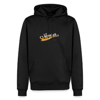 Maurer Schriftzug - Männer Premium Bio Hoodie - Schwarz - Vorne - Nico (187cm)