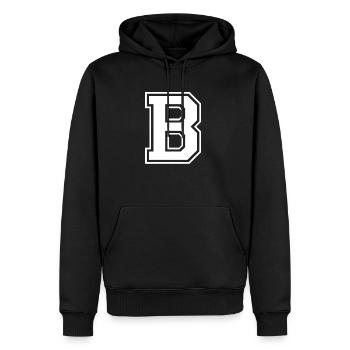 b - Men’s Premium Organic Hoodie - black - Front - Nico (187cm)