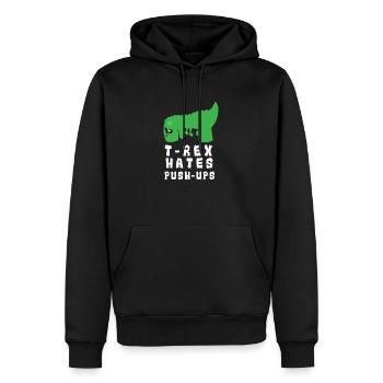 Lustiges Gym T-Rex Hates Push-Ups Geschenkidee - Männer Premium Bio Hoodie - Schwarz - Vorne - Nico (187cm)