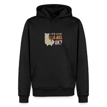 Llama I just really like Llamas, OK Geschenkidee - Männer Premium Bio Hoodie - Schwarz - Vorne - Nico (187cm)