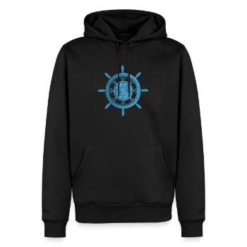 Steuerrad mit Windrose - Männer Premium Bio Hoodie - Schwarz - Vorne - Nico (187cm)