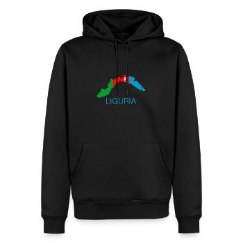Ligurie - Sweat à capuche Premium bio Homme - noir - Devant - Nico (187cm)