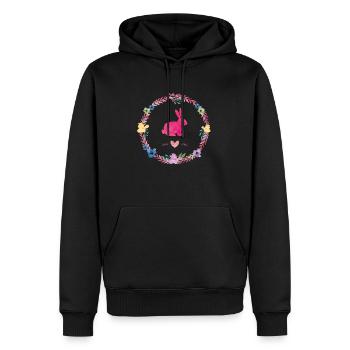 hase kranz - Männer Premium Bio Hoodie - Schwarz - Vorne - Nico (187cm)