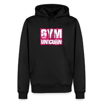 gym unicorn - Männer Premium Bio Hoodie - Schwarz - Vorne - Nico (187cm)