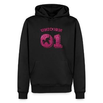 unicorn 01 pink - Männer Premium Bio Hoodie - Schwarz - Vorne - Nico (187cm)