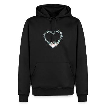 heart_watercolour_wreath_kopieren_uuuu - Männer Premium Bio Hoodie - Schwarz - Vorne - Nico (187cm)