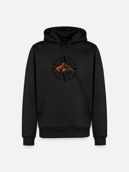 kompass berge - Männer Premium Bio Hoodie - Schwarz