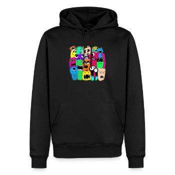 GRIFFONNAGE MONSTRE - Sweat à capuche Premium bio Homme - noir - Devant - Nico (187cm)