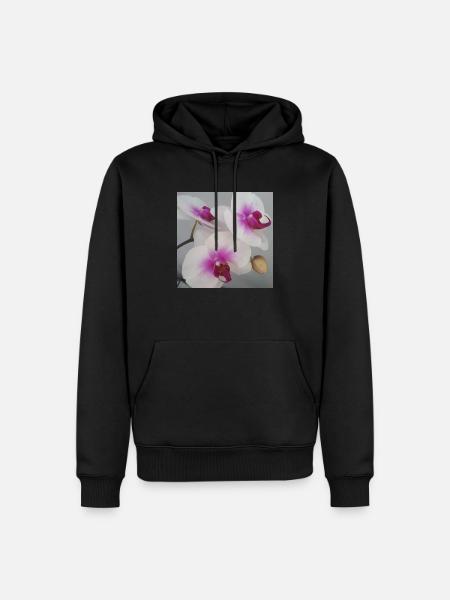 Orchidee - Männer Premium Bio Hoodie - Schwarz