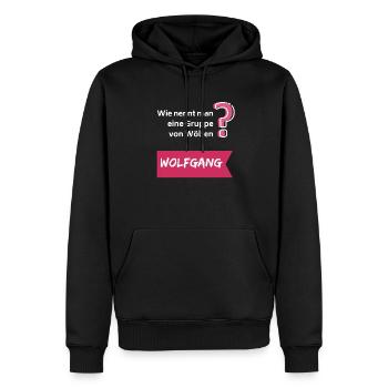 wolfgang fun - Männer Premium Bio Hoodie - Schwarz - Vorne - Nico (187cm)