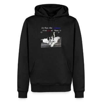 Hund-Landseer-Geschenkidee - Männer Premium Bio Hoodie - Schwarz - Vorne - Nico (187cm)