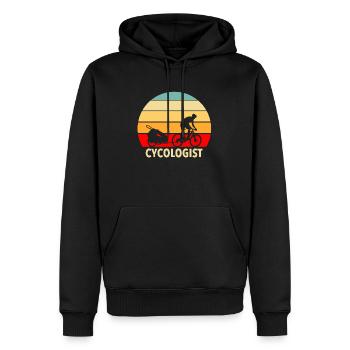 Fahrradanhänger Papa MTB Retro Cycologist - Männer Premium Bio Hoodie - Schwarz - Vorne - Nico (187cm)