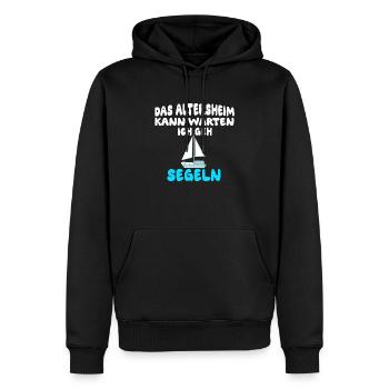 Das Altersheim kann warten, ich geh segeln - Männer Premium Bio Hoodie - Schwarz - Vorne - Nico (187cm)