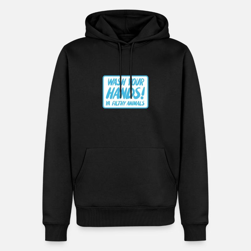 Lavez-vous les mains Ya Animaux sales - Sweat à capuche Premium bio Homme - noir