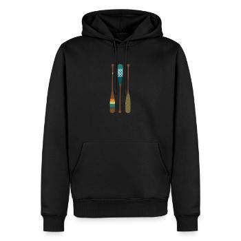 Trois pagaies idée cadeau fan de canoë coloré - Sweat à capuche Premium bio Homme - noir - Devant - Nico (187cm)