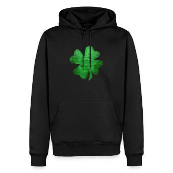 Trèfle à quatre feuilles vert - Sweat à capuche Premium bio Homme - noir - Devant - Nico (187cm)