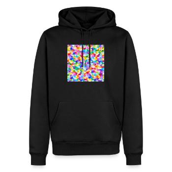 Confetti Rainbow Hearts pattern - Men’s Premium Organic Hoodie - black - Front - Nico (187cm)