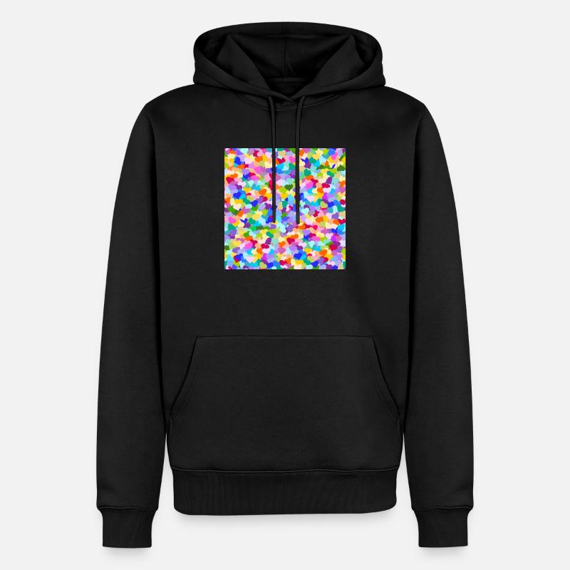 Konfetti Regenbogenherzen Muster - Männer Premium Bio Hoodie - Schwarz