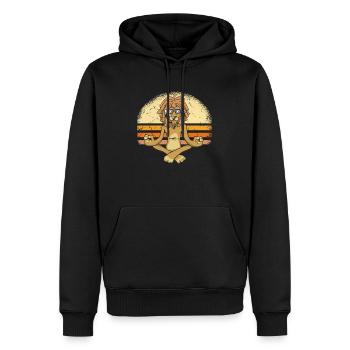 Lion cool avec des dreadlocks fait du yoga. - Sweat à capuche Premium bio Homme - noir - Devant - Nico (187cm)