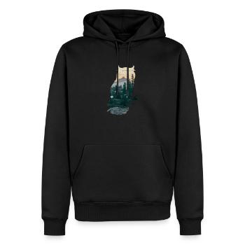 Double Exposure Animal Eule Lustige Geschenkidee - Männer Premium Bio Hoodie - Schwarz - Vorne - Nico (187cm)