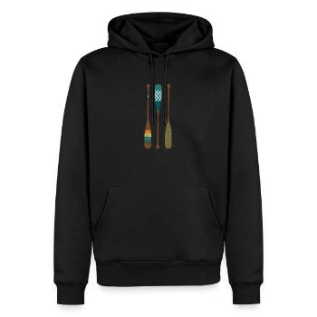 Trois pagaies d'idée de cadeau de fan de canoë coloré - Sweat à capuche Premium bio Homme - noir - Devant - Nico (187cm)