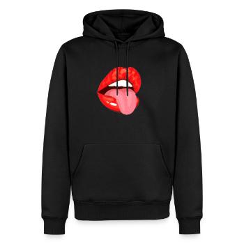 lèvres - Sweat à capuche Premium bio Homme - noir - Devant - Nico (187cm)