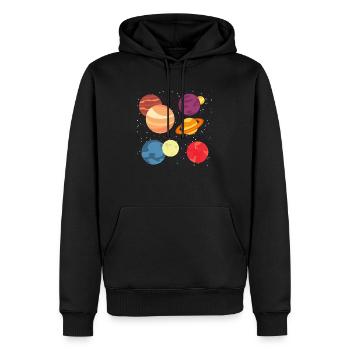 Planètes et étoiles - Sweat à capuche Premium bio Homme - noir - Devant - Nico (187cm)